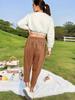 Single-layer Corduroy Harem Pants for Spring and Summer, Solid-coloured Literary and Retro Women's Loose-fitting Pocket Casual Trousers