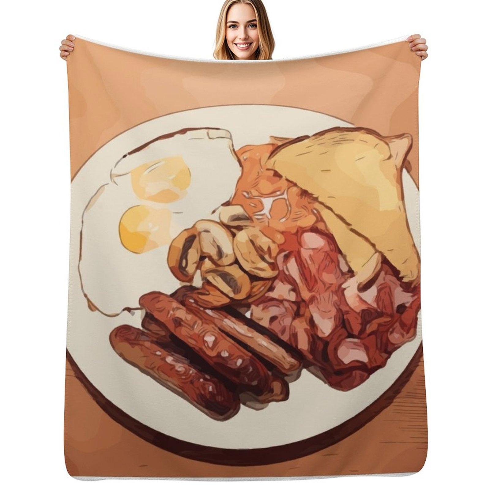 

Full English Breakfast Throw Blanket Plush Fuzzy Cozy Blanket for Couch Sofa 102x76cm(40x30in)
