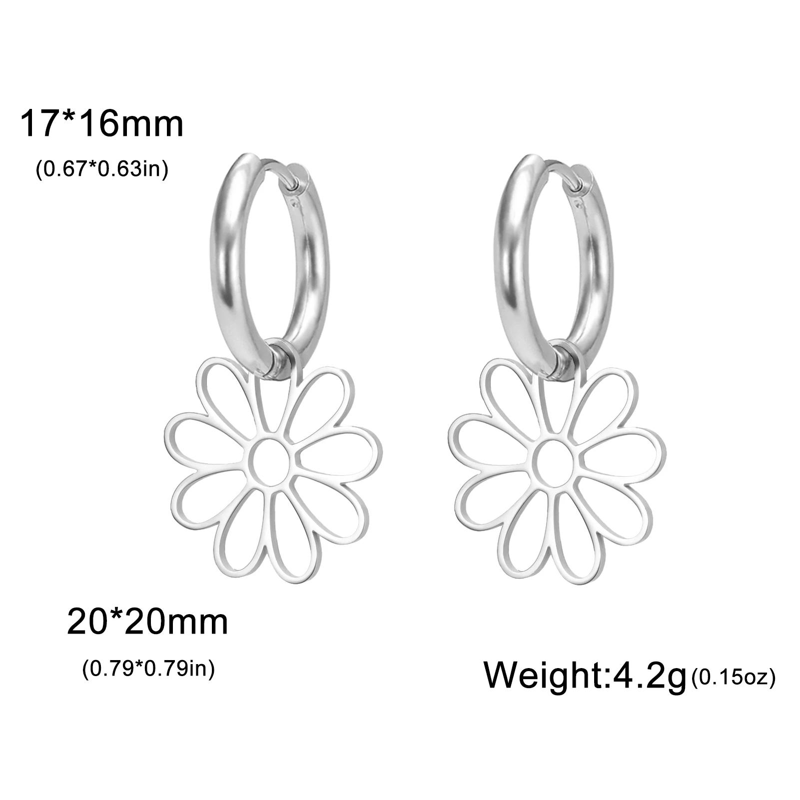 

Cazador Gold Color Flower Drop Earrings for Women Stainless Steel Jewelry Hoop Earrings 2025 Trend Kpop Party Birthday Gift New