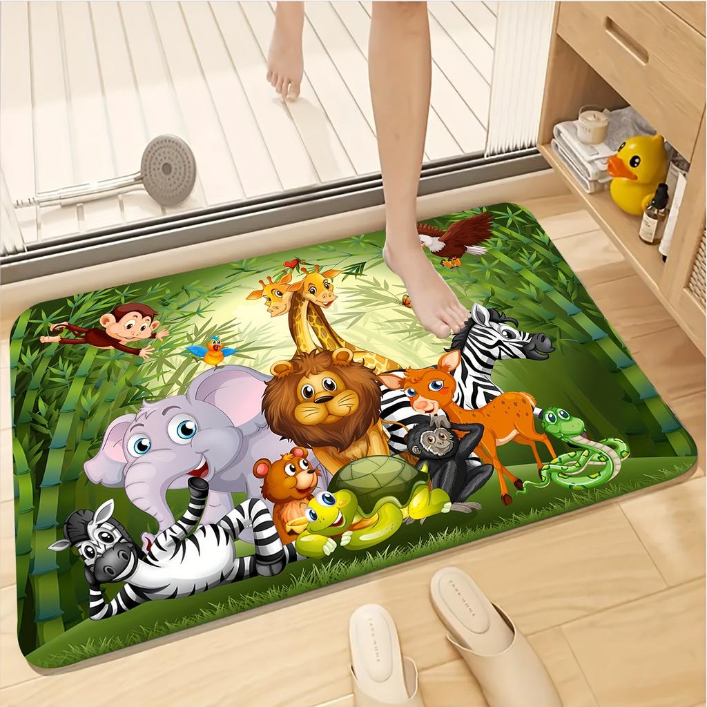 VIKAMA Cartoon Animated Carpet Green Eye Protecting Mat Soft Non Slip Children's Play Mat Doormat Bedroom Living Room Home Decor