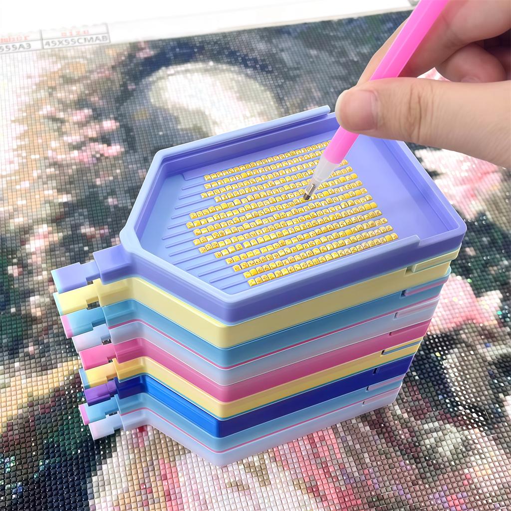 Diamond Painting Tools and Accessories, Diamond Painting Multi-Grid Drill Tray with Patterns, Diamond Painting Stone Art Tray