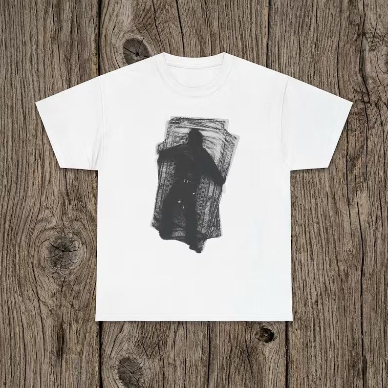 Money Unisex Graphic T-shirt Abstract Shadow Figure Shirt Minimalist Dark Art Tee Money Graphic Unisex WoUnisex Cotton T-shirt Funny Tops