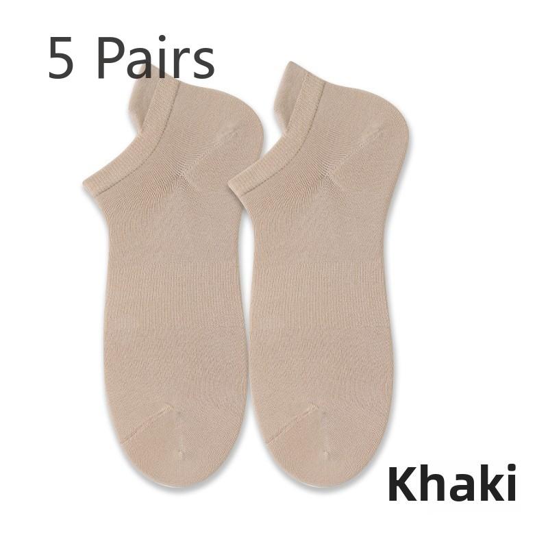 5 Pairs Socks for Men Spring Summer Simple Antibacterial Sweat Wicking Deodorant Men's Boat Socks Tight-woven Boat Socks