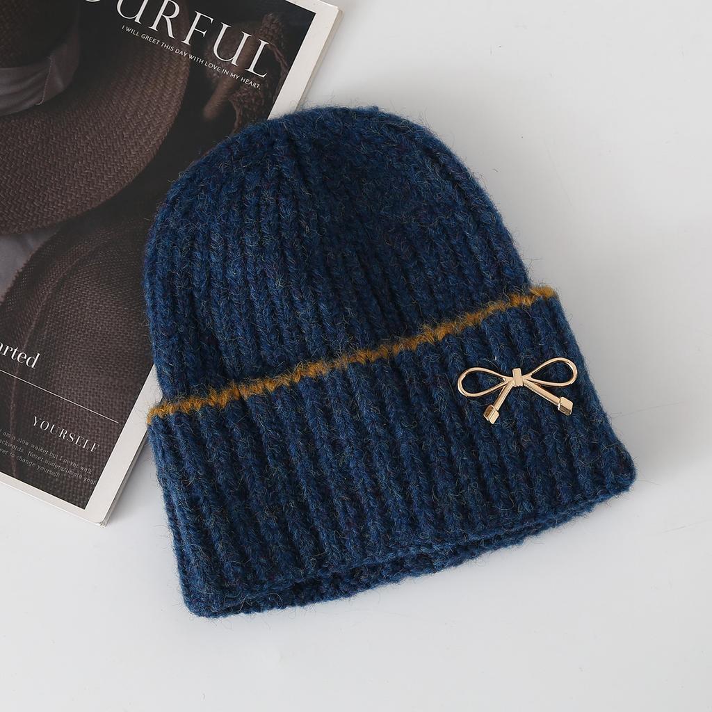Bow Knitted Wool Hat Autumn and Winter Fashion Ear Hat Women,Winter Hats for Women, Beanies for Women, Hats for Women Winter