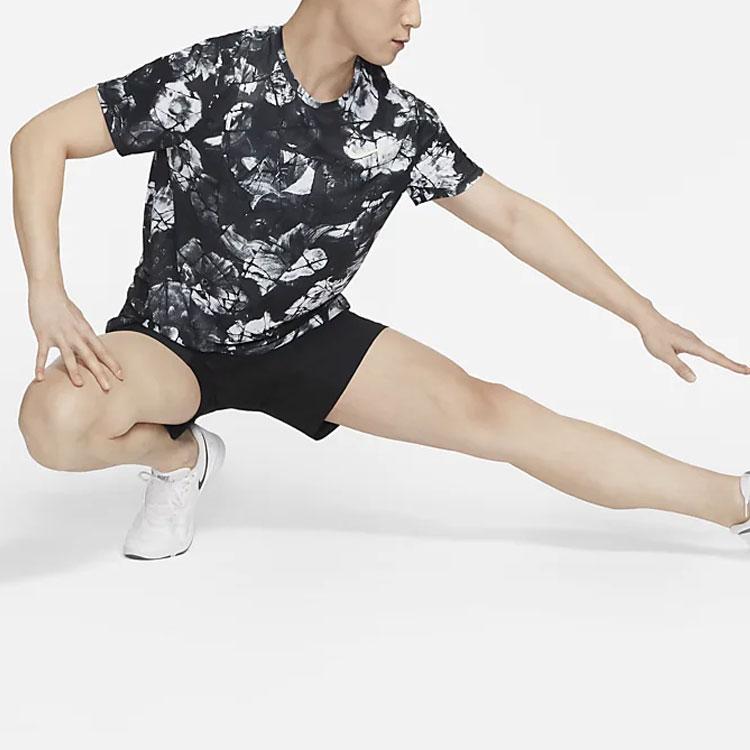 Nike Pro Dri-FIT Color Block All-Over Print Retro Short Sleeve T-Shirt Men Tops Black DQ5422-010