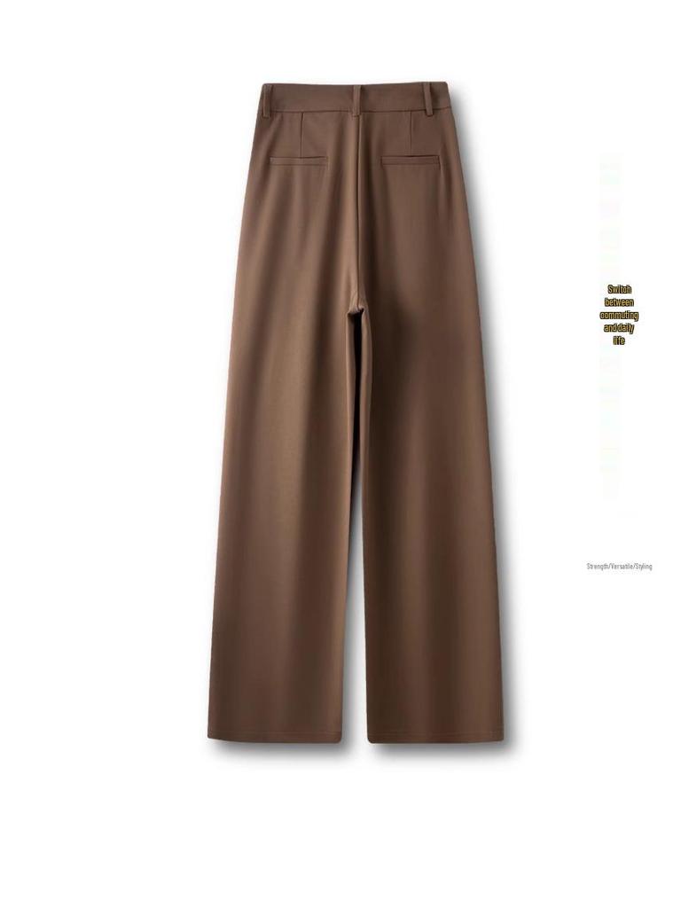 Women's Spring/Autumn Wide-Leg Drape Pants - Small Size, Straight Casual Design