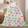 1pc Candy Heart Flannel Blanket 2D Single Print Colorful Home Decor Soft Accessory Sweet Love-Themed Durable Stylish Bedroom Use