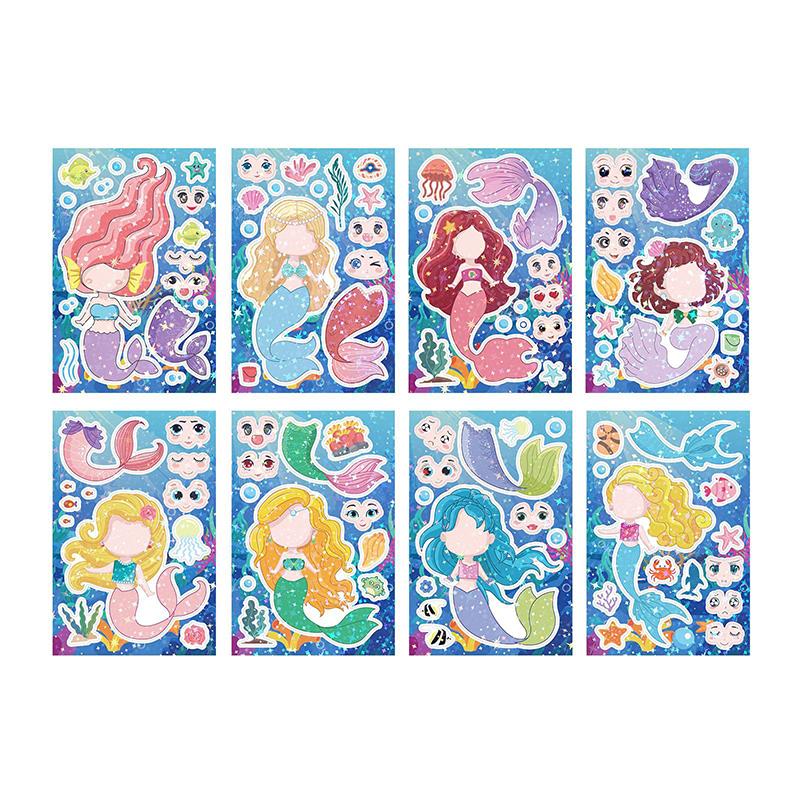 8Pcs Diy Stickers Puzzle Face Changing Stickers Animal Assemble Game Montessori Cognition Educational Toys For Children Kids
