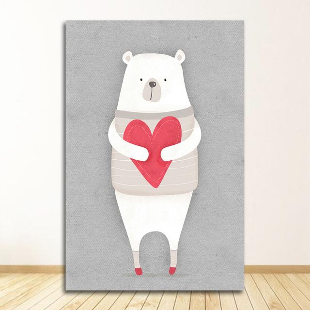 Painting Print Baby Room Home Wall Decor Nordic Cute Animal Hippo Penguin Polar Bear Portrait A4 A3 A2 Canvas Art Poster