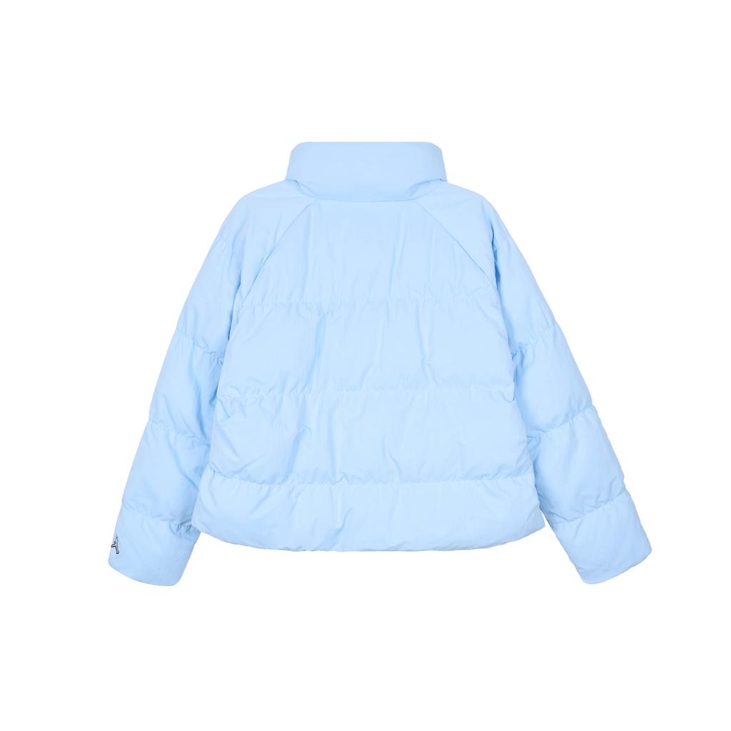 Jordan Flight Logo Embroidered Stand Collar Zip Water-Resistant Cotton Jacket Women Outerwear Ice-Blue DR0547-411