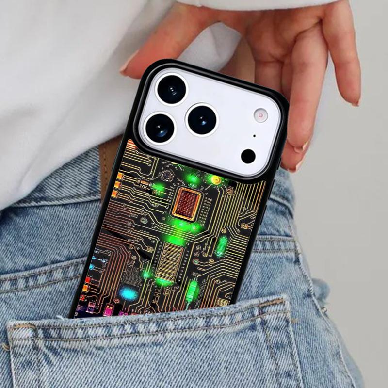 inside Circuit Board Phone Case for iPhone 16e 15 14 13 12 17 Pro Max Plus Air 17pro Cover Coque