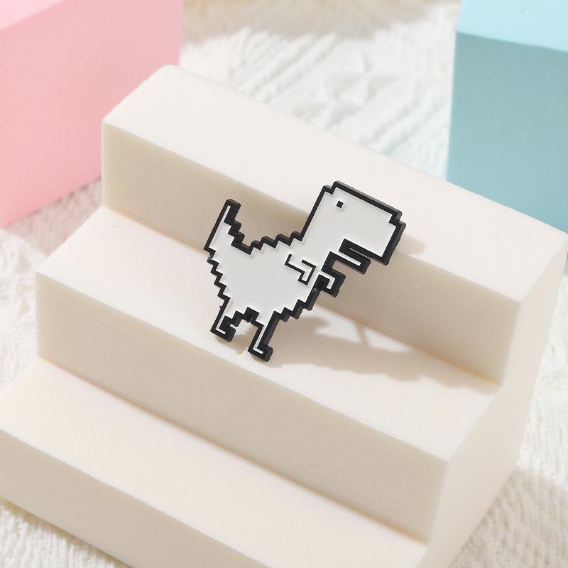 Recreational Pixel Style Dinosaur Carton Metal Design Badges Brooch Enamel Pins Label Bag Backpack Hat Jewelry Gift