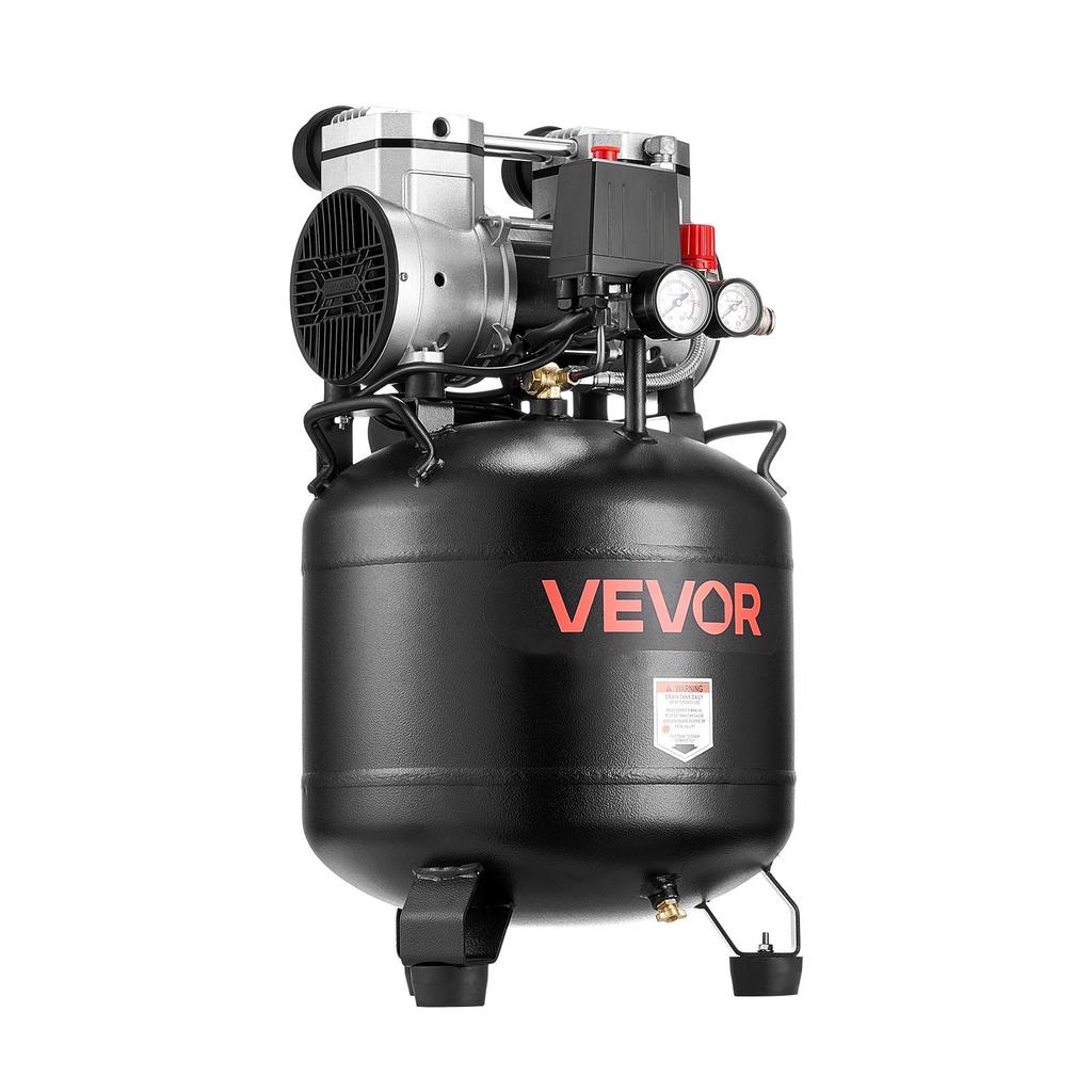 VEVOR 30L Air Compressor, 1.5KW 113L/min at 6.2 Bar Air Compressors, Max 10 Bar Pressure Oil-Free Compressor Tank for Auto Repair, Tire Inflation