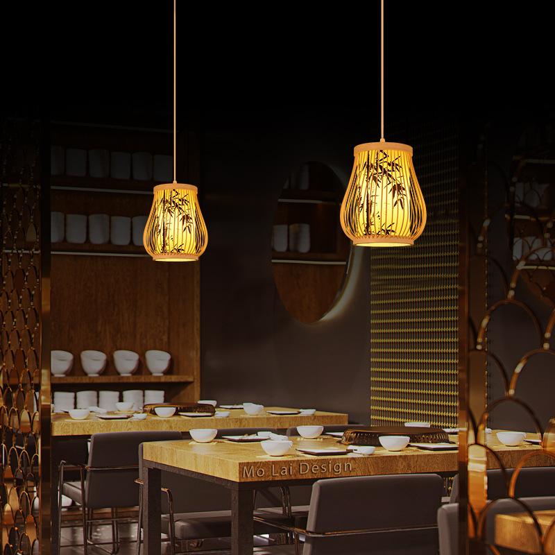 Chinese Style Bamboo Art Chandelier Creative Zen Teahouse Restaurant Hotel Hot Pot Shop Decor Hanging Bamboo Art Lamp Cover