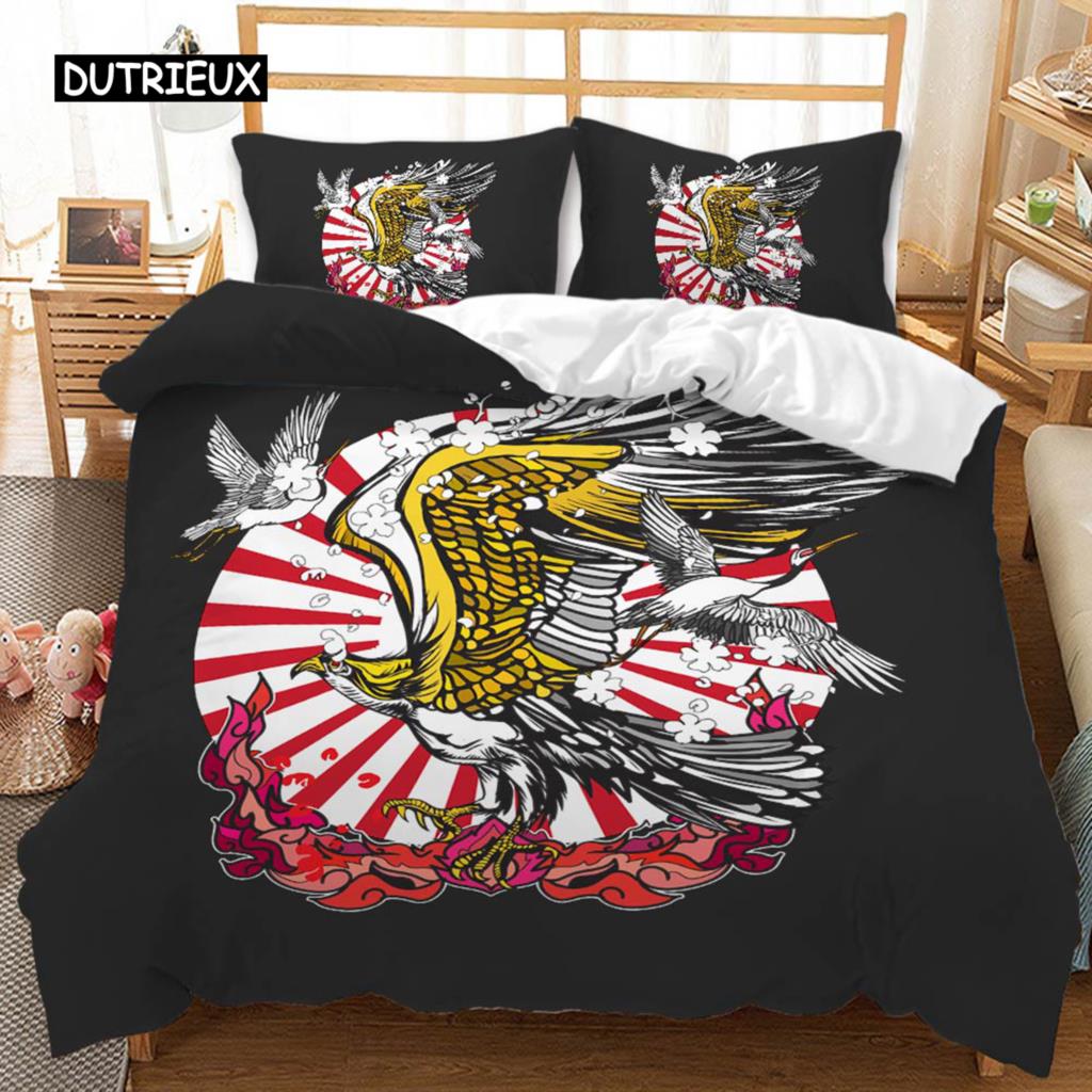 Animal Duvet Cover Set Gecko and Crane Bohemian Exotic Tribal Style Bedding Set Cool Animal Chic King Size Polyester Qulit Cover