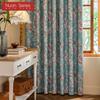 1PC Nuan Series American Countryside Style Peony Printed Blue Curtain Full Blackout Curtains for Bedroom Living Room Balcony Window for Home Decor