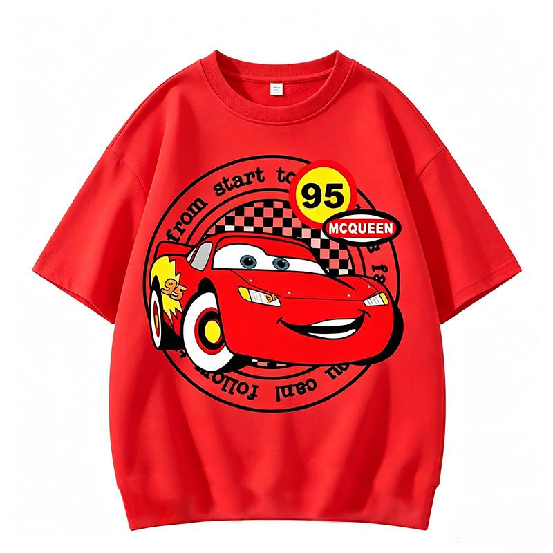 Cars Summer 2026 boys T-Shirt Lightning McQueen Short Sleeve for Boys and Girls Combinable with Everything