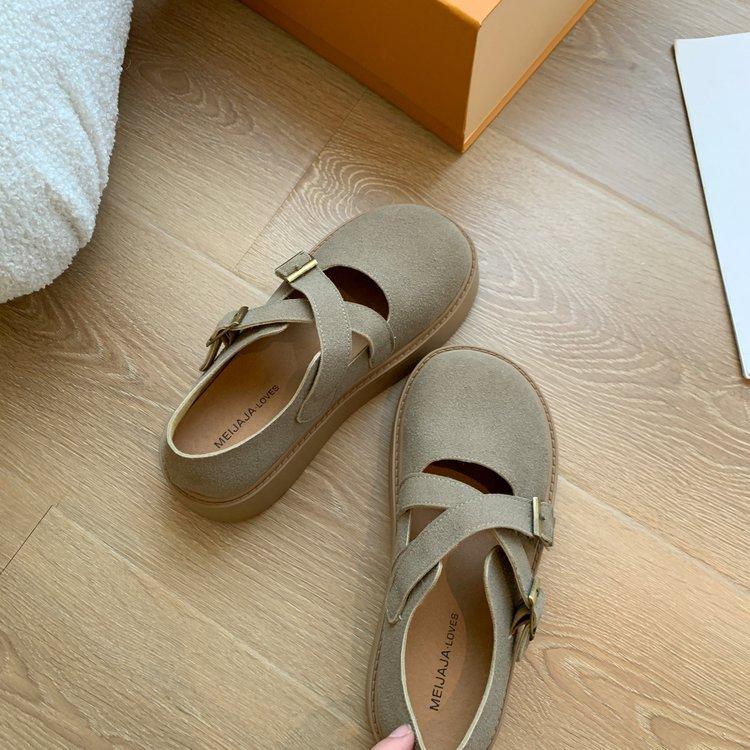 Muffin platform Boken shoes women's shoes 2025 new spring and autumn retro fashion Mary Jane single shoes Boken loafers