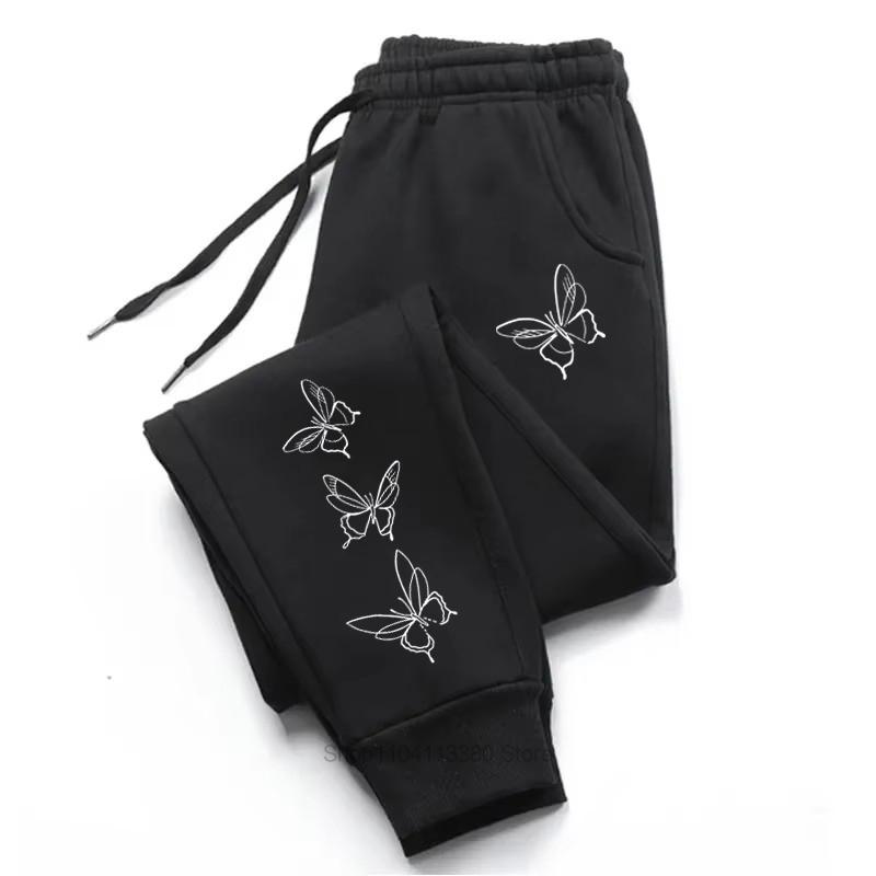 Butterfly Printed Pants Women Casual Loose Outdoor Sports Fitness Jogging Drawstring Sweatpants Fashion Long Pants