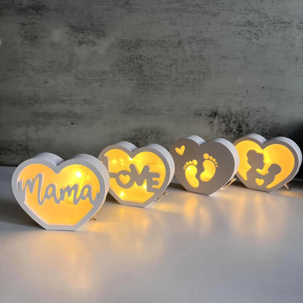 Mother's Day Heart-shaped Ambient Light Silicone Mold Mama Love Mother Portrait Decorative Plaster Drip Mold