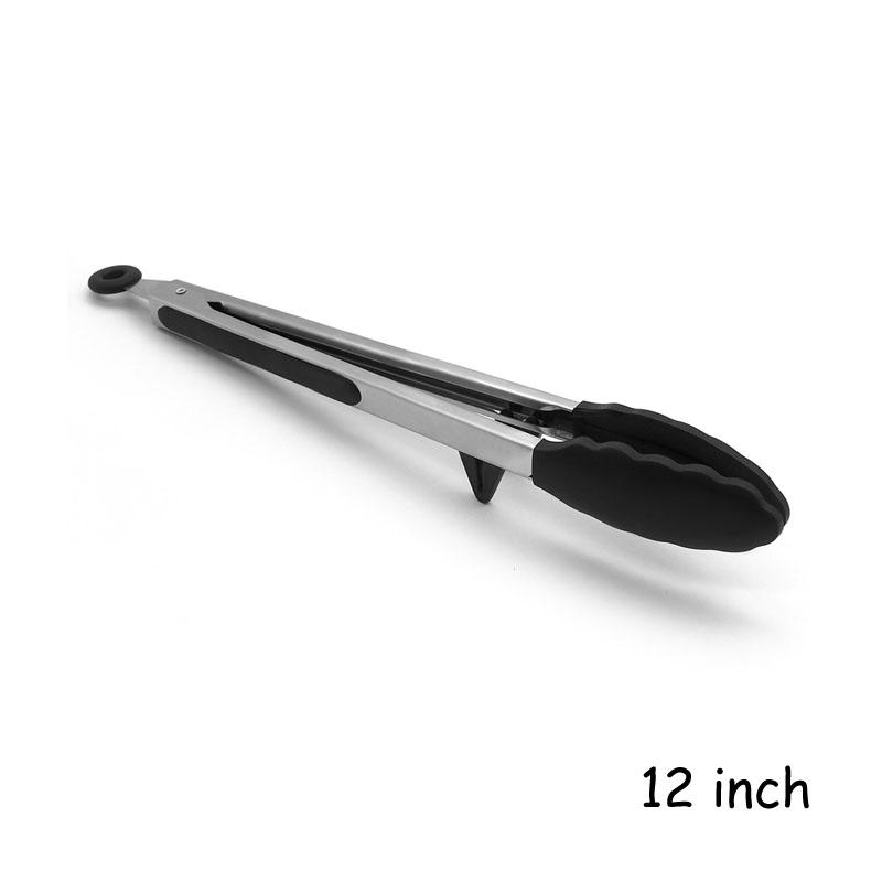 Kitchen Utensils and Cooking Tongs, Heat-resistant Stainless Steel Barbecue Tongs, Equipped with Silicone Tips and Bracket Design, Suitable for Salads