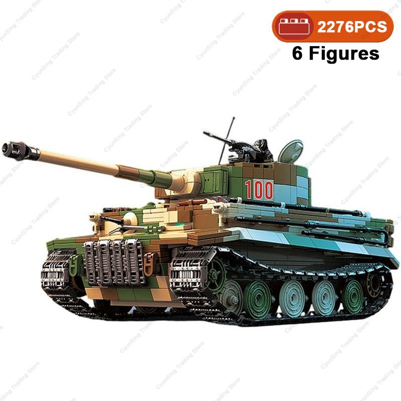 WWII Military Panzerkampfwagen VI Ausf. E Tiger I Tank Fighting Vehicle Soldier Building Blocks Sets Model Dolls Brick Toys Kids