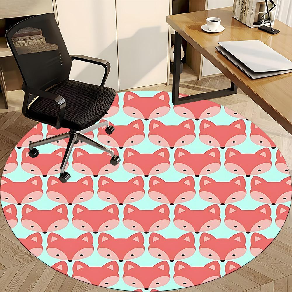 1pc Fox Pattern Chair Carpet for Office Non Slip, Machine Washable Rug for Office, Room Holiday Decor for Christmas, Birthday Polyester