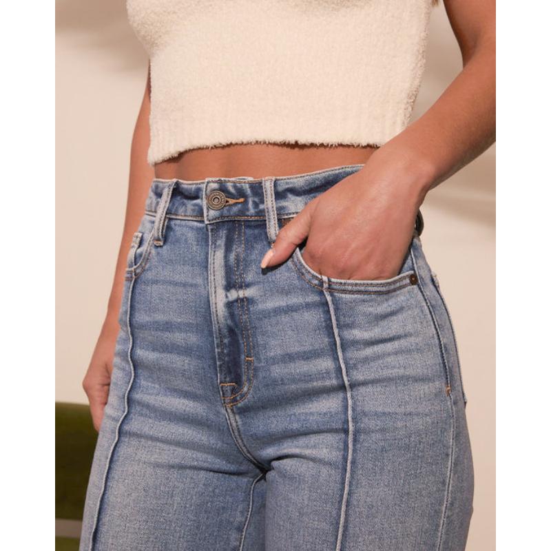 New Women's High Waist Butt Lifting Flare Jeans, Fashion Straight Leg Bootcut Denim Pants for Casual Wear
