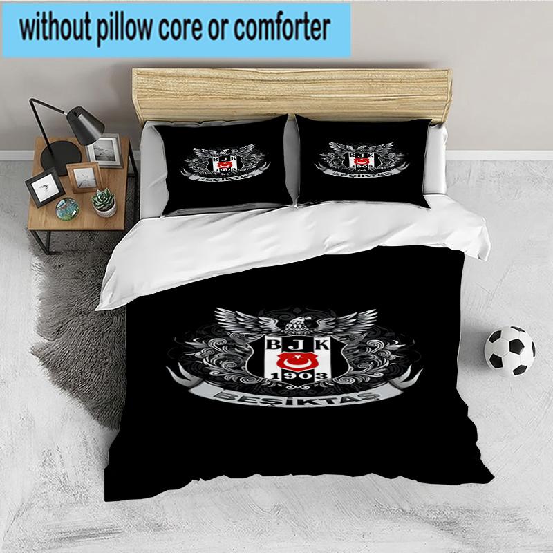 Besiktas Istanbul Voetbalclub 3-delige beddengoedset, Ideaal voor 1 dekbedovertrek en 2 kussenslopen, Perfect voor fan cadeau, Ideaal voor Slaapkamer, Studentenkamer