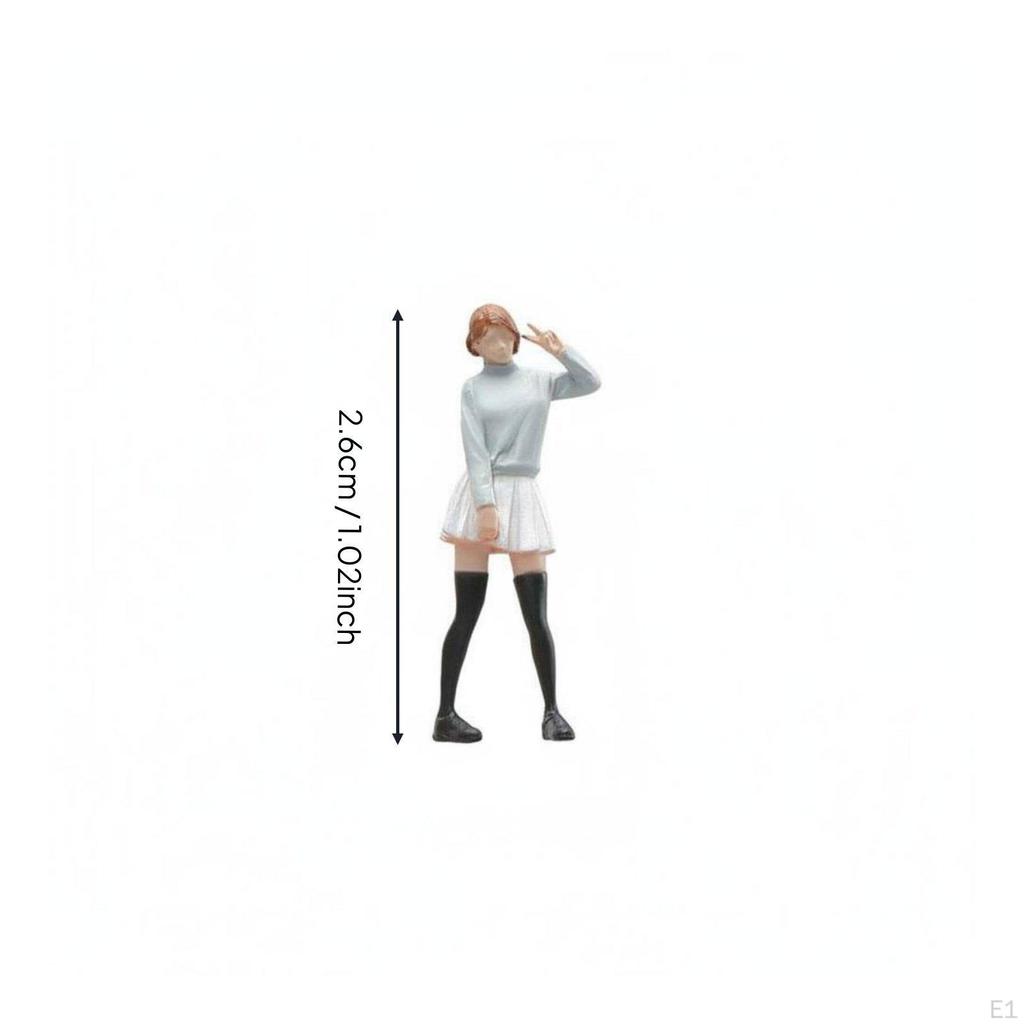 1:64 Scale Female Figure 3D Printed JK Style Mini Figurine High Detail Diorama People Model for