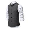 Autumn British Style Retro Vest For Men Fashion Stand Collar Herringbone Coarse Tweed Suit Vest Waistcoat Vintage Gentleman