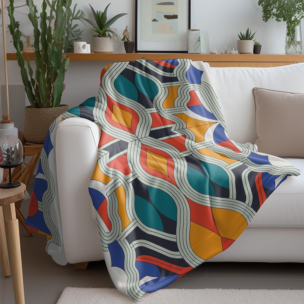 Geometric Pattern Blanket Sofa Bed Throw Blanket Decorative Throw Pillow Cover Gift for Women Kids Teen