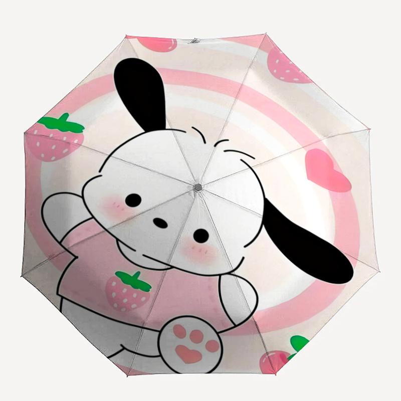 1pc Strawberry Cherry Heart Automatic Opening/Closing Umbrella with Foldable Design, 8-Bone Iron Frame Outdoor Umbrella for Fans, Travelers, Daily Use
