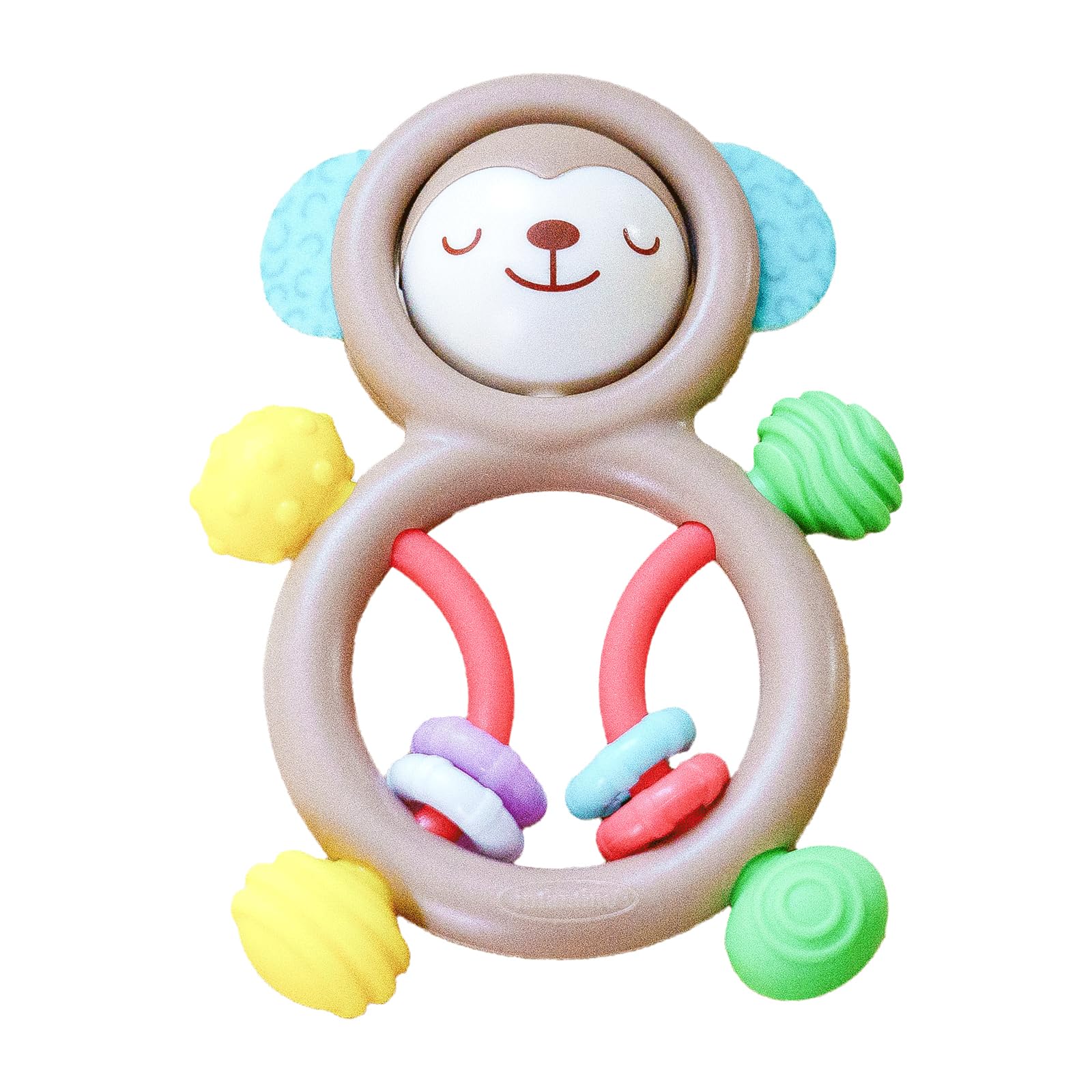 

[Official Japanese Product] Infantino Busy Lil Sensory Rattle (Monkey Rattle & Teething Ring) for Babies 3 Months and Up, Newborn Toy
