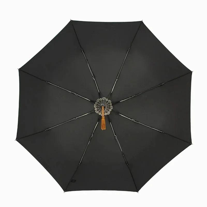 Fashion Samurai Katana Master Sword Umbrella Automatic 3 Fold Windproof Large Travel Sunscreen Parasol Japanese Men Women Gift