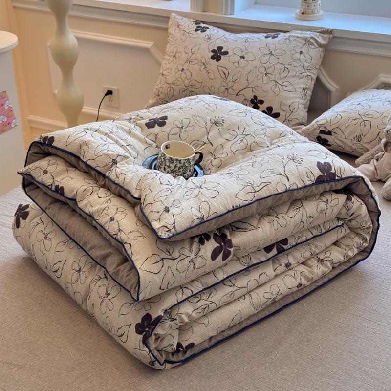 2025 Original Linen Crinkled Gauze Double Layer Quilt Comforter for Winter, Spring & Autumn