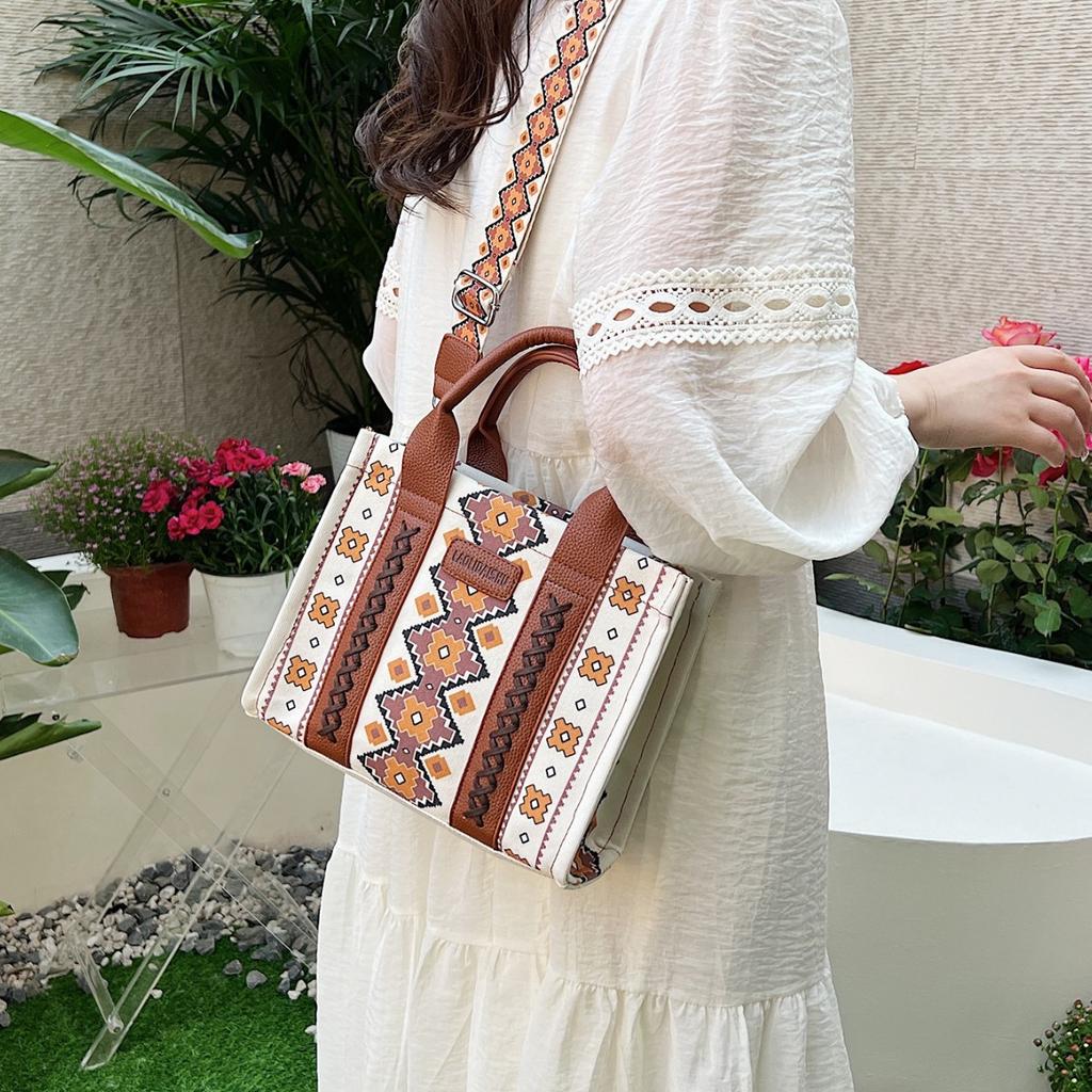 2025 New Ladies Bohemian Vintage Canvas Large Capacity Handheld Shoulder Bag Handbag