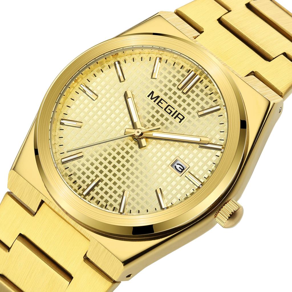 Megir Luxus Business Uhren für Herren Edelstahlarmband Wasserdicht Leuchtend Kalender Herren Quarz Armbanduhr Uhr Reloj Hombre 1086