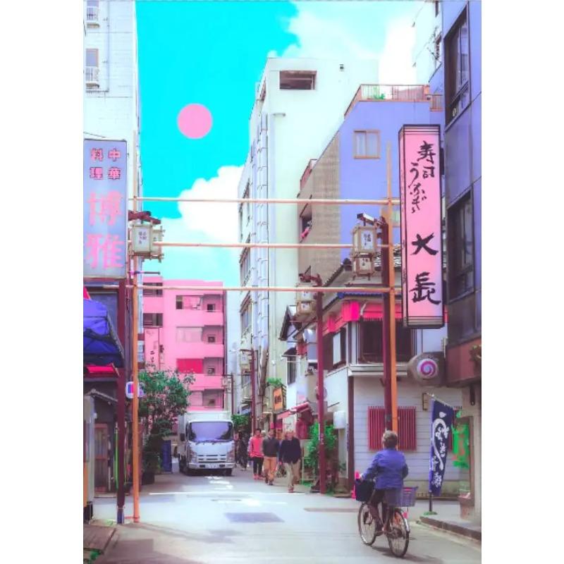 Japanese City Street Canvas Wall Art Anime Scenery Print Aesthetic Japan Town Landscape Poster Tokyo Cityscape Canvas Painting