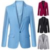 Móda Pánské Jednobarevné Dlouhý Rukáv Klopa Slim Fit Sako Oblekový Kabát Vrchní Oblečení