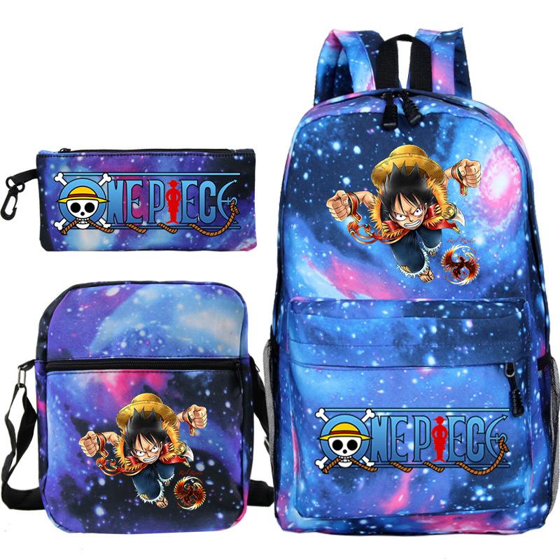 Cartoon Printed Teen Backpack Men's and Women's Student School Bag Three-piece Combination