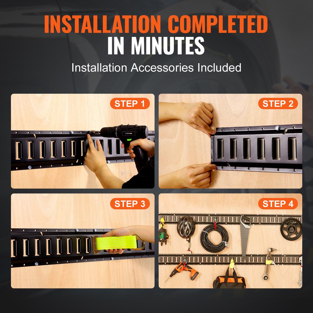 SucceBuy 2/5ft E Track Tie Down Rail Kit 4 Pack Secure Cargo 2000lbs Etrack Rails with Screws for Garages Trailers ATV Mounting