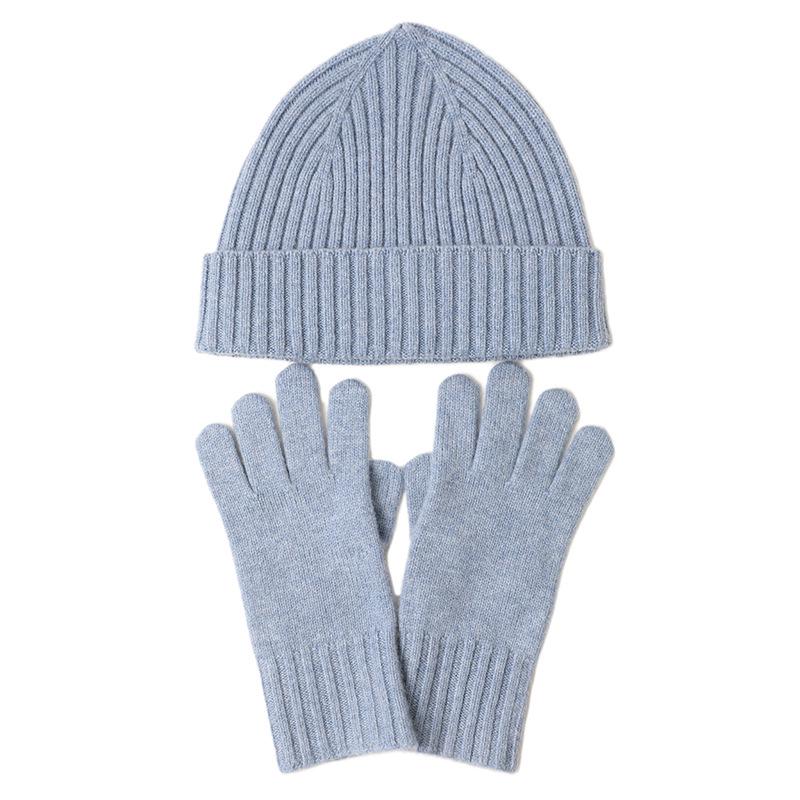 2024 Winter Wool Hat & Unisex Knit Gloves Set - Warm & Windproof for Outdoor Use