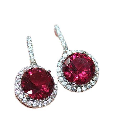 Cao Shi Luxury Round Zircon Pavé Earrings - Fashionable All-Match Jewelry for Ladies