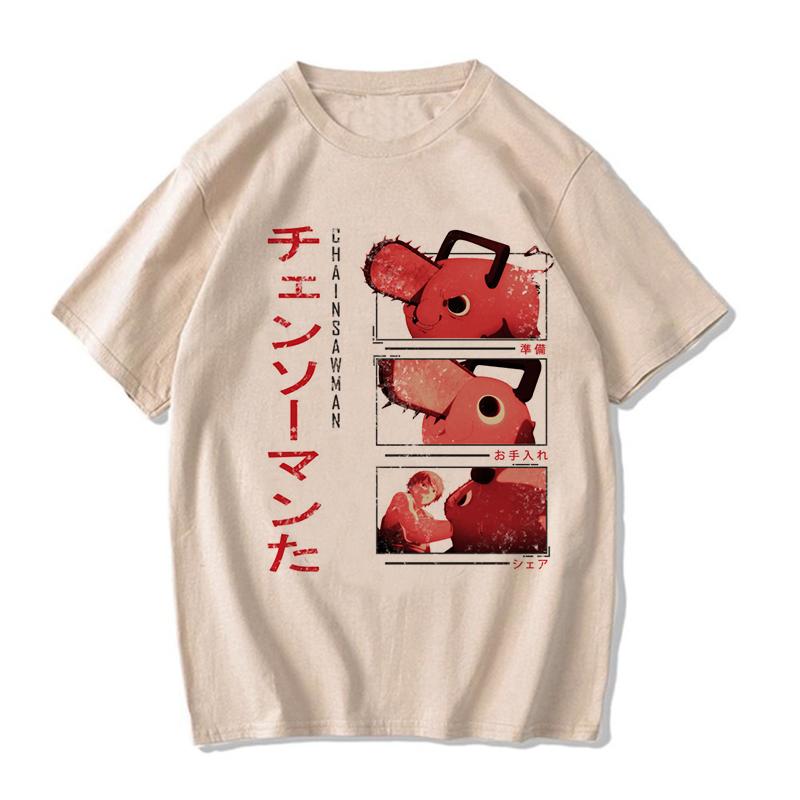 Chainsaw Unisex T Shirt Unisex EU Unisexga Cartoon Pochita Tshirt Japanese Anime Makima Harajuku Graphic Tees Clothing Tops Tshirt