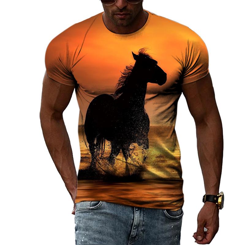 Letní trička s 3D grafikou Animal Horse Pro muže Móda Ležérní Výstřih harajuku Hip-Hop Styl Potištěná trička s krátkým rukávem Top
