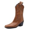 New Women Wedge Boots High Heel Ankle Boots Winter Pointed Cowboy Boots Fashion Western Booties Woman Shoes Size 34-43