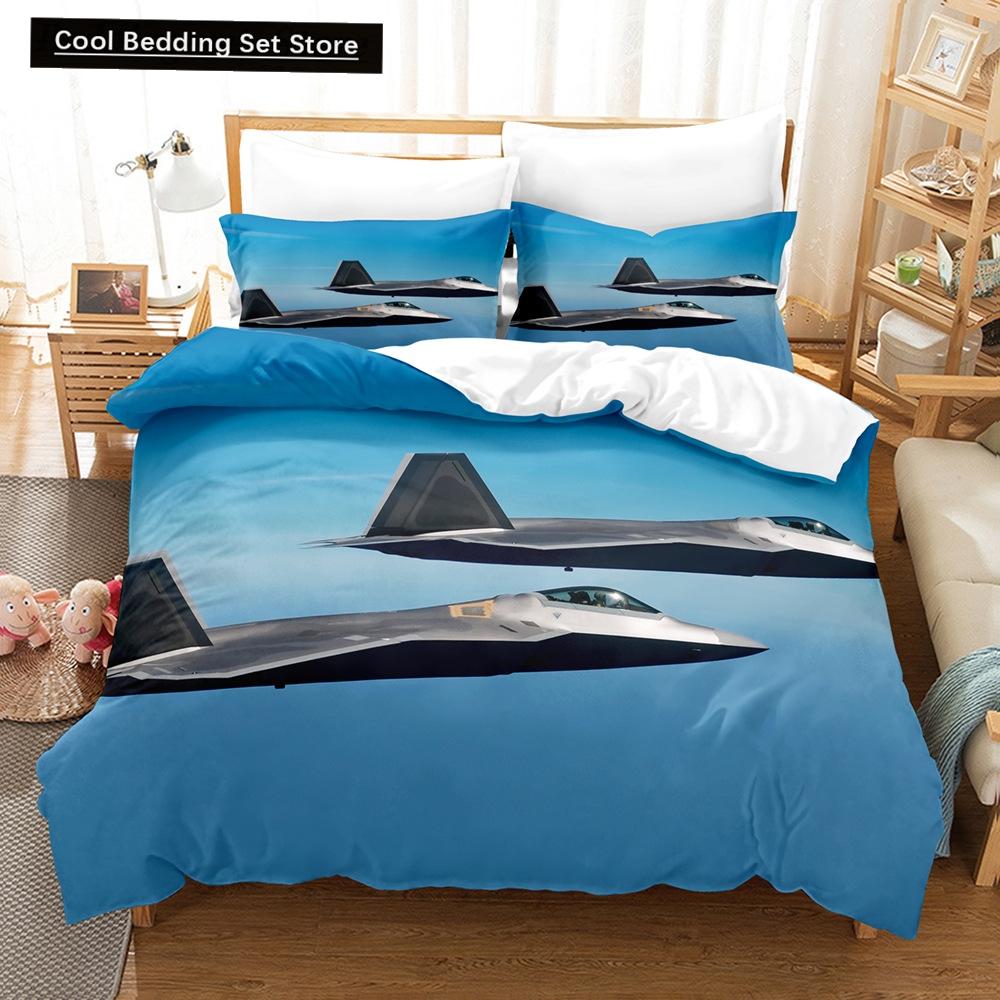 Fighter Fire King Queen Full Duvet Cover Cool Airplane Bedding Set Military Fans Quilt Cover Red Black Polyester Comforter Cover