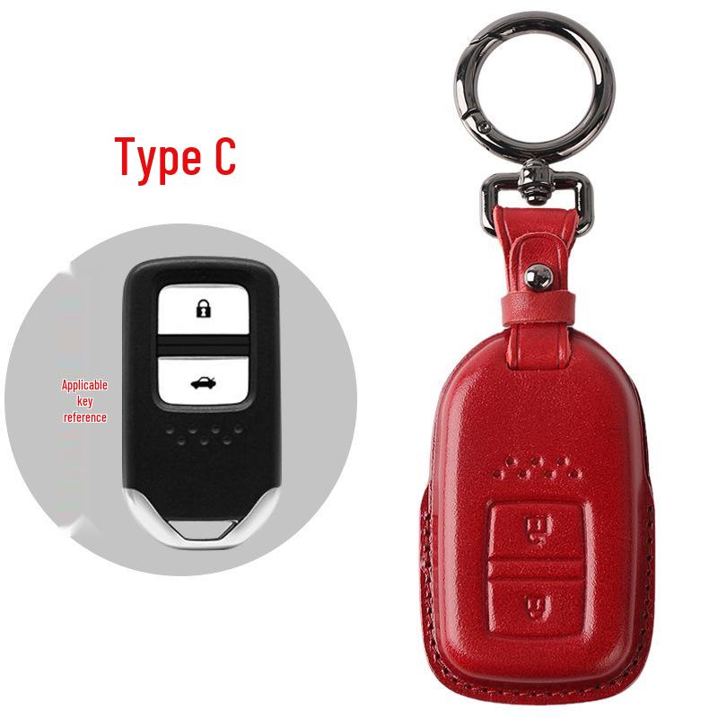 Genuine Leather Key Case for Honda Civic 11th Gen, Accord, Lingpai, Crown Road, CRV - Handmade Cowhide Key Bag