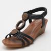 Fashion Retro Roman Shoes Sandals 2024 Summer New  Style Slope Heel Breathable Lightweight Anti Slip Versatile Women's Shoes